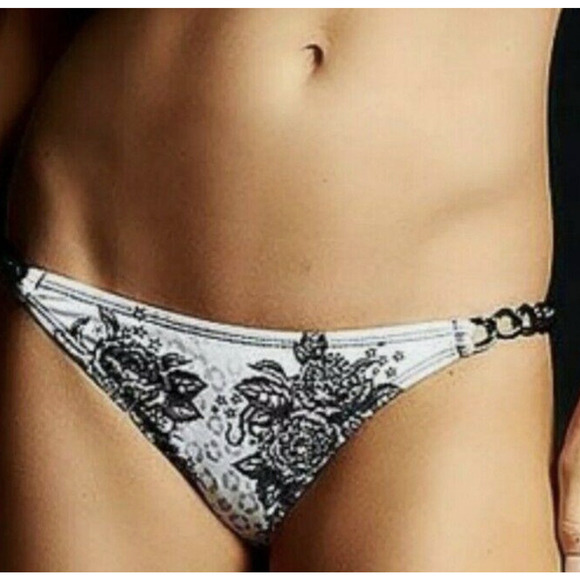 Sinful by Affliction Guns & Roses Embellished Bikini Bottom White Black Large - Picture 1 of 9